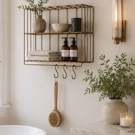 Brompton Antique brushed Brass Finish Wire Wall Rack