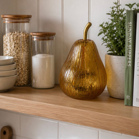 Gold glass large pear 15cm