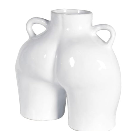 White Handled Body Vase