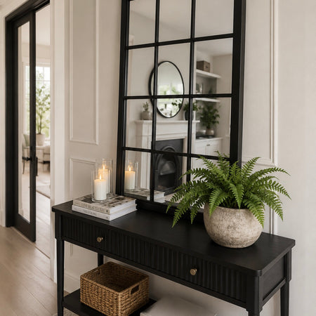 Black Wooden Window Mirror