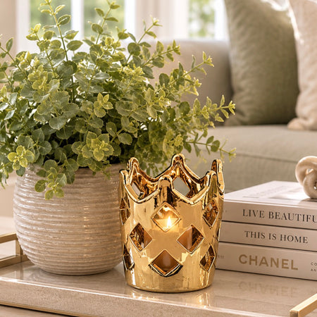 Gold crown candle holder 12cm
