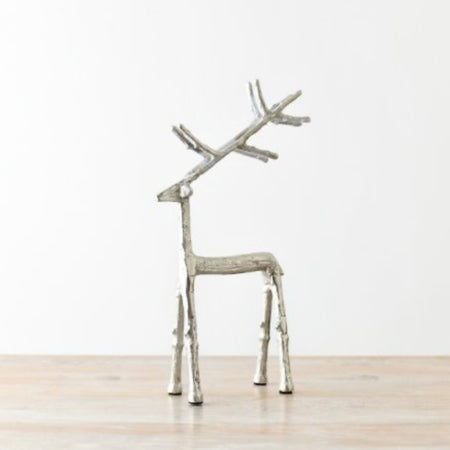 Silver metal standing reindeer 2 sizes