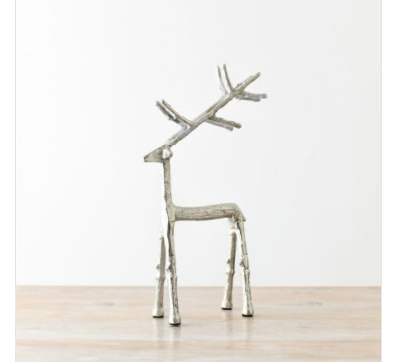 Silver metal standing reindeer 2 sizes