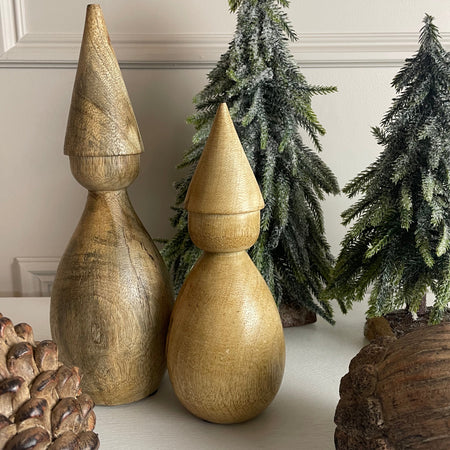 Set of two mango wood rustic santas