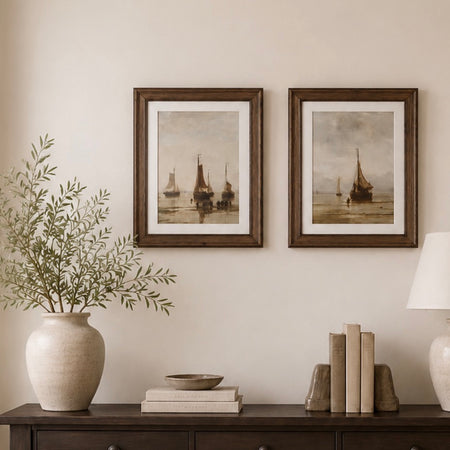 Dark framed wood ship print picture 2 styles