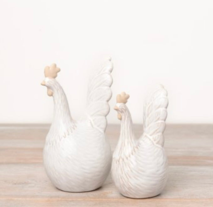 Neutral Two Tone Ceramic chicken Hen Ornaments