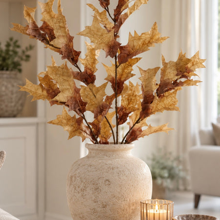 Honey brown ruffled leaf dried feel stem