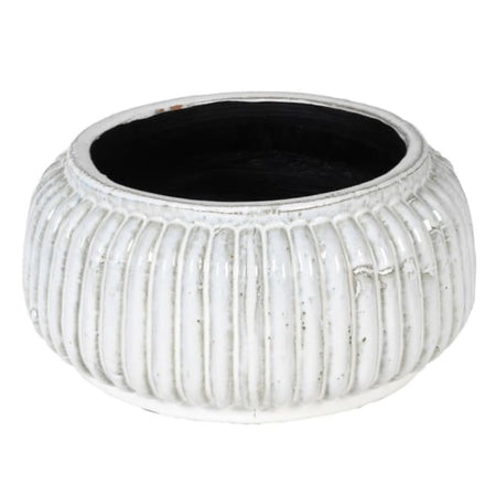 Distressed cream ceramic planter