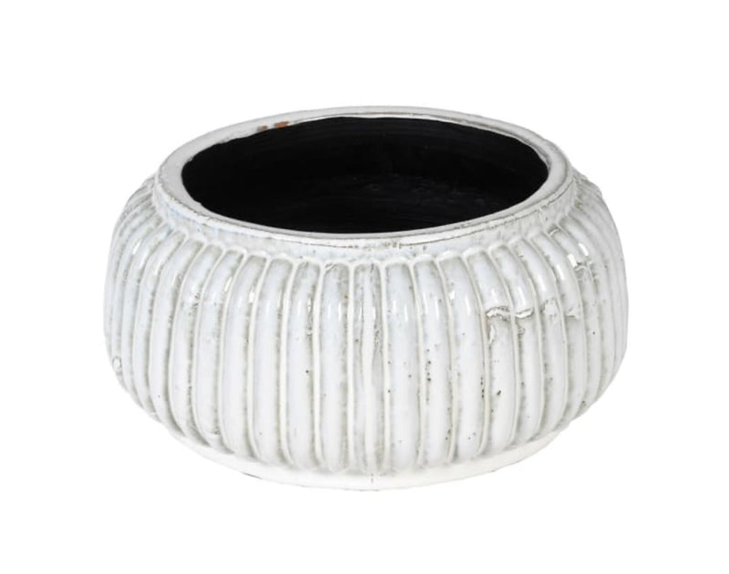 Distressed cream ceramic planter