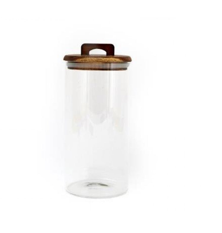 Acacia lidded glass jar 2 sizes