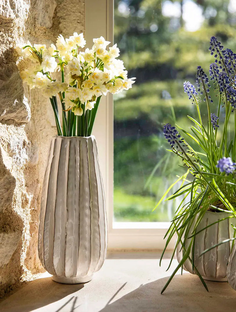 Osmington tall textured off white vase 28cm