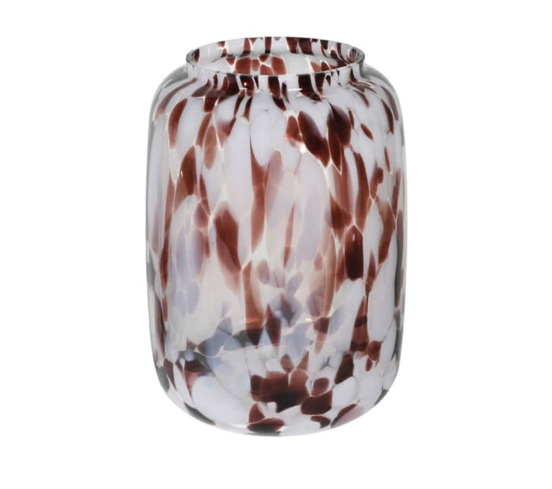 Mottled glass white brown glass vase hurricane