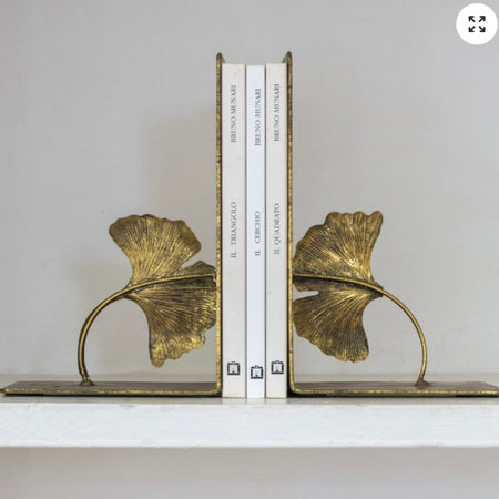Gold Lotus Leaf Bookends