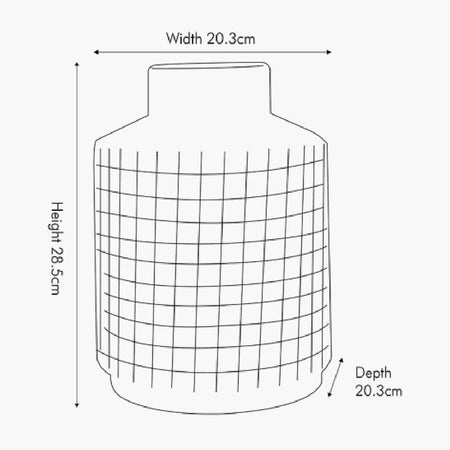 Stone grid print chunky white vase