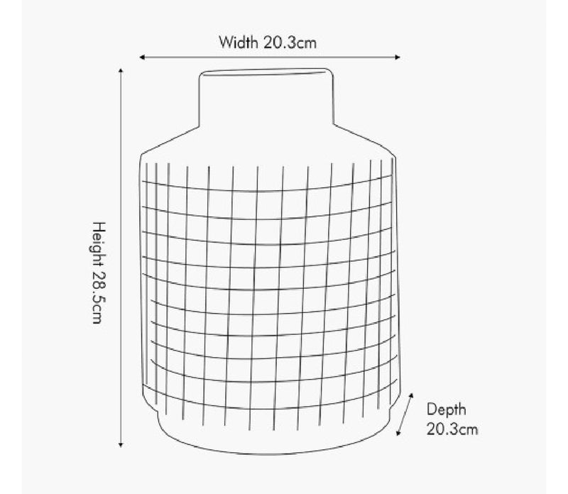 Stone grid print chunky white vase