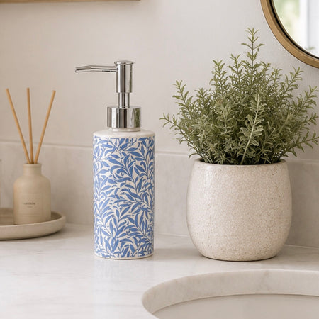 Pretty Ceramic Blue Floral Soap dispenser