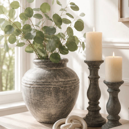 Amalfi washed Black rustic stone vase