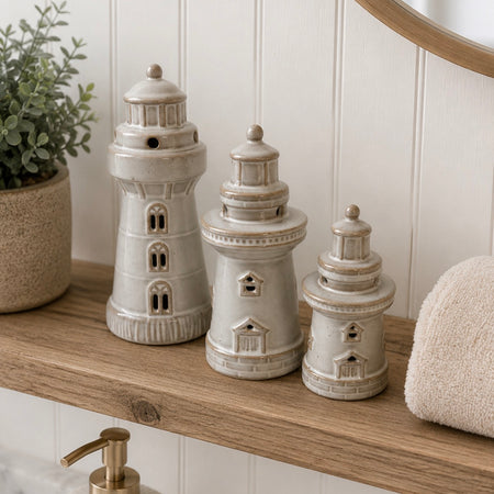 Set of 3 ceramic lighthouses ex display
