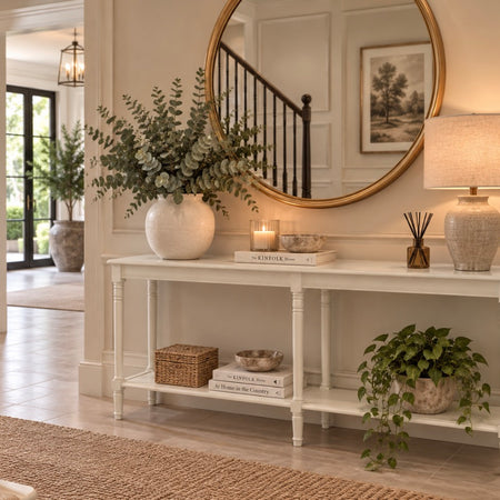 Off white Long  large console with shelf