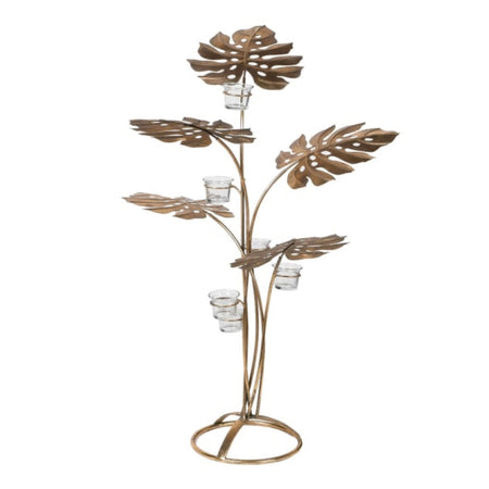 Tall gold leaf candle holder