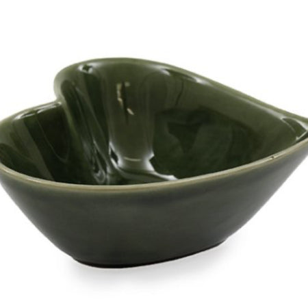 Dark green ceramic trinket dish bowl large