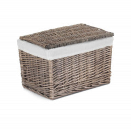 Lidded lined rectangular basket