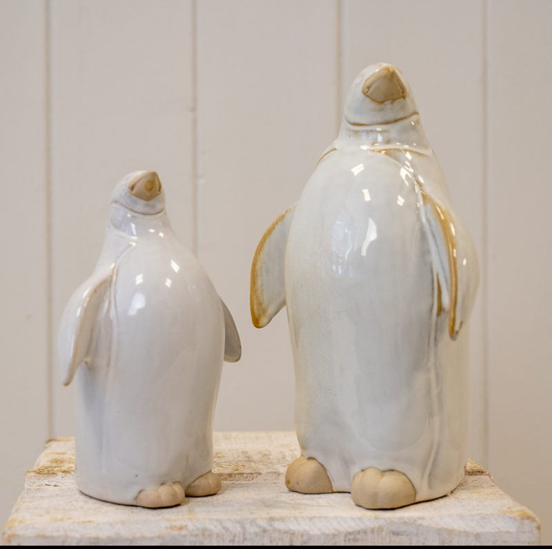 Rustic glaze Ceramic Penguins, 2 Sizes
