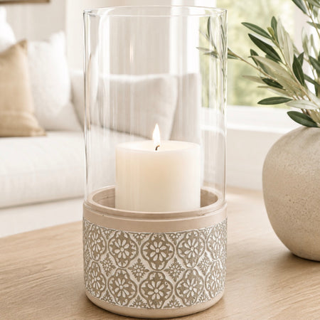 Embossed base candle holder