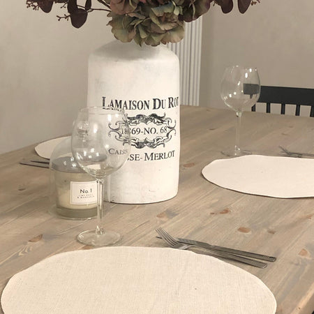 Set of 4 Off White Round Jute placemats