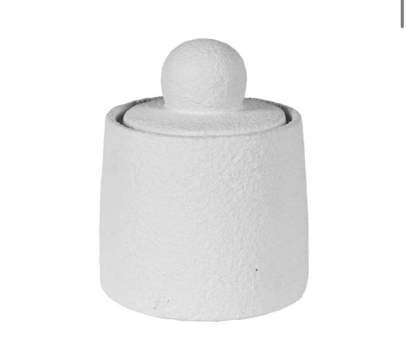 White textured lidded jar
