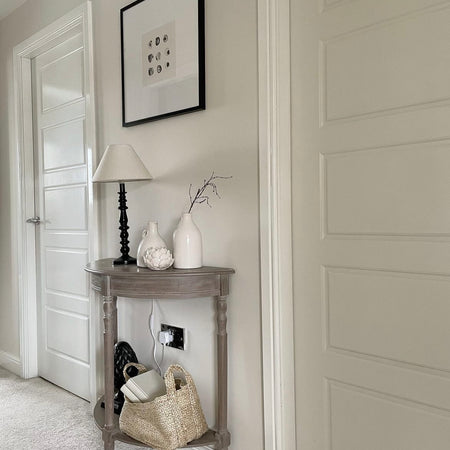 Taupe half moon table
