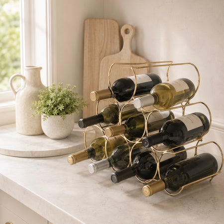 10 Bottle Gold Wire Wine Rack