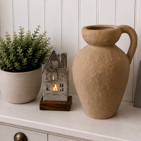 Rustic stone vase jug 28cm