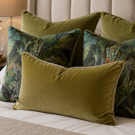 Olive Oblong velvet cushion 40x60