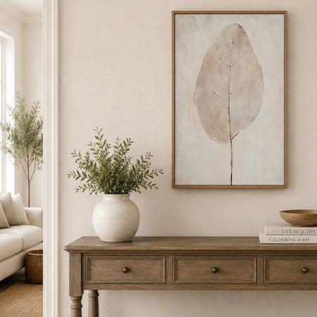 Asgenra hand painted leaf canvas in frame 60x90