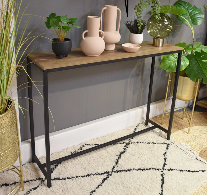 Wood and Metal Console Table 110cm