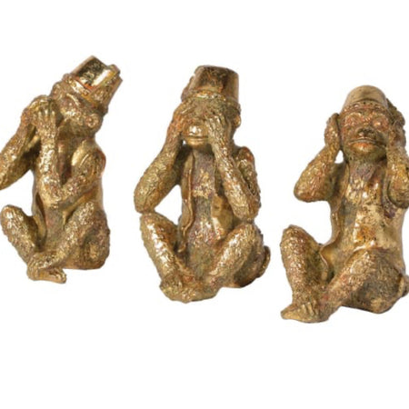 Set of 3 See no evil gold monkeys