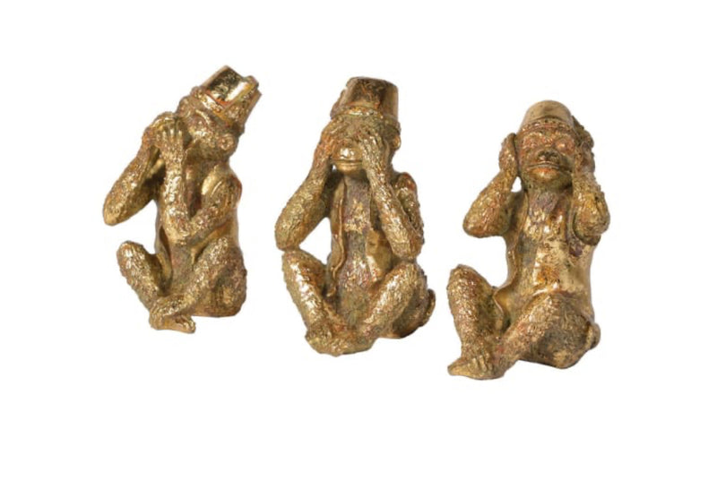 Set of 3 See no evil gold monkeys