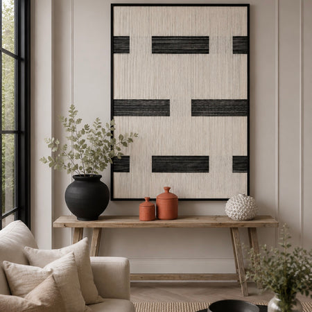 Wooden framed monochrome string wall art picture 120x80