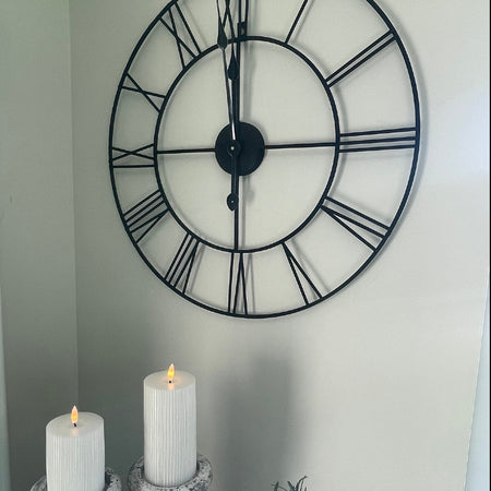 Black Roman Numeral skeleton 60cm Clock