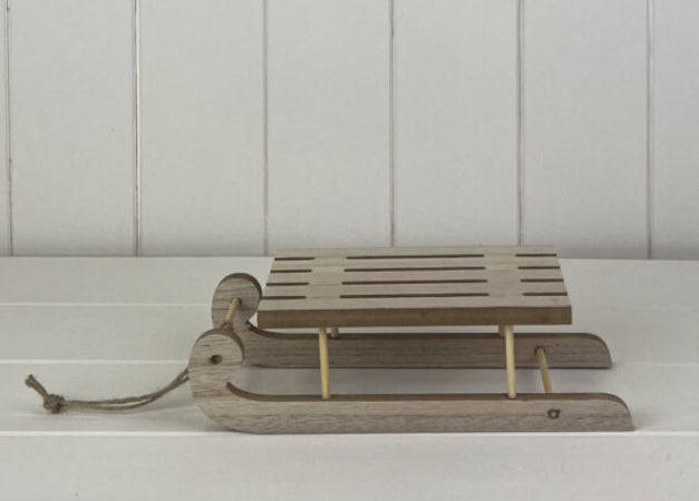 Wooden Festive Sleigh Decoration, 2 sizes