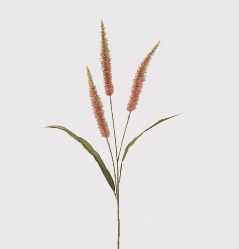 Pink Pennisetum Spray with Leaves 90cm