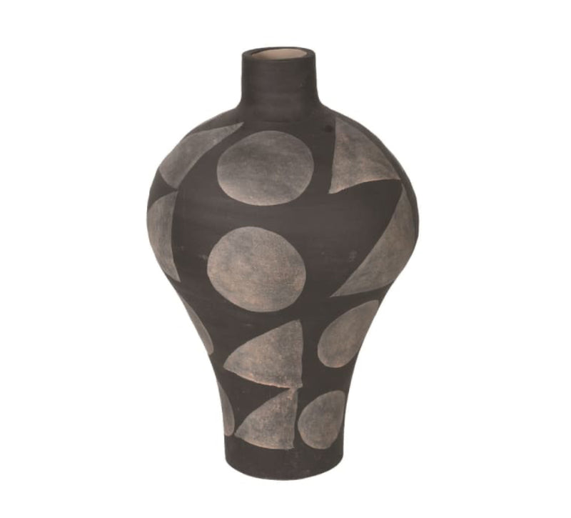 Black printed abstract vase