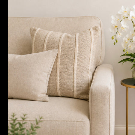 Natural Stripe Linen Cushion beige stone 50cm