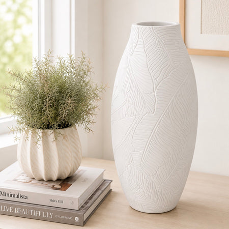 Ceramic leaves vase 32cm tall