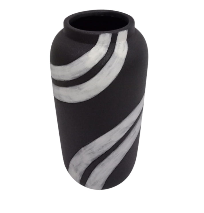 Black and white ceramic mono vase 30cm