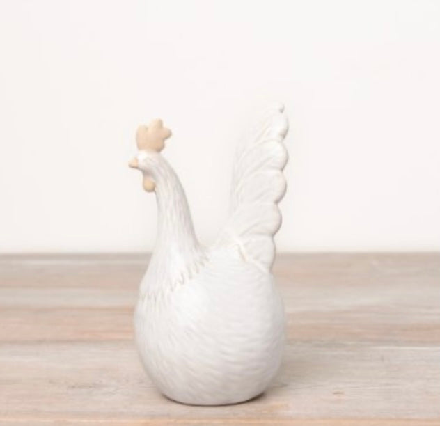 Neutral Two Tone Ceramic chicken Hen Ornaments