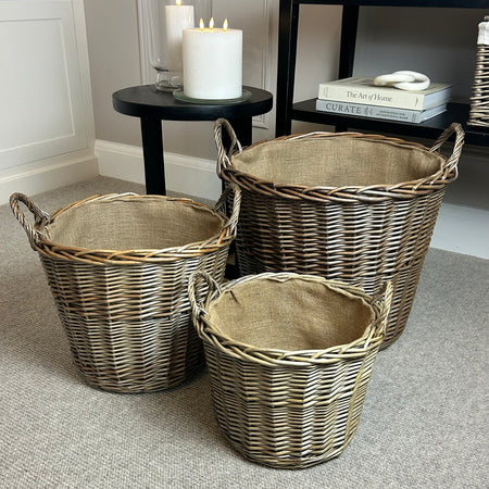 Chunky round woven lined basket 4 sizes