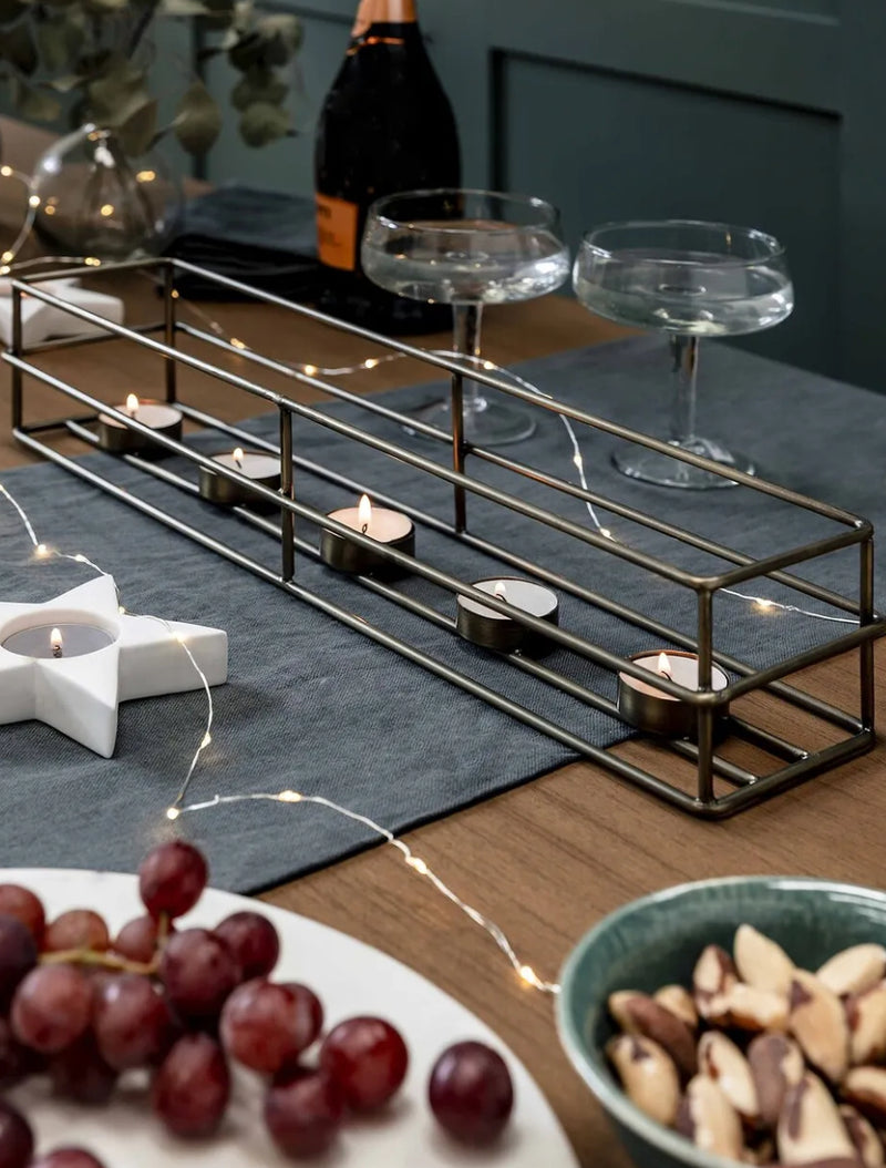 Brass gold 5 candle candle holder