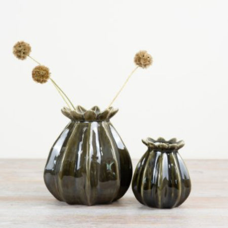 Green poppy bud vase 2 sizes
